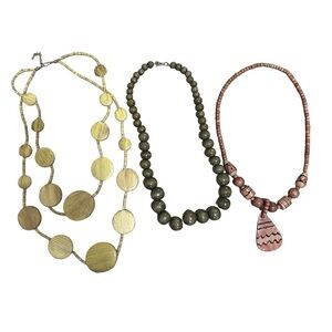 Wooden Beads Bundle of 3 Necklaces